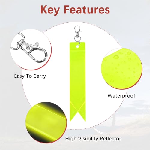 Safety Reflector Pendants - Reflective Safety Keychain Gear with Clips Use for Backpack & Running & Cycling - color: Lemon Yellow
