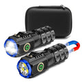 2-Pack Portable LED Mini Flashlight, Rechargeable EDC Small Pocket Flashlight 6 Lighting Modes w/Magnet Clip Waterproof for Camping Hiking Night Walking Running Outdoor Emergency