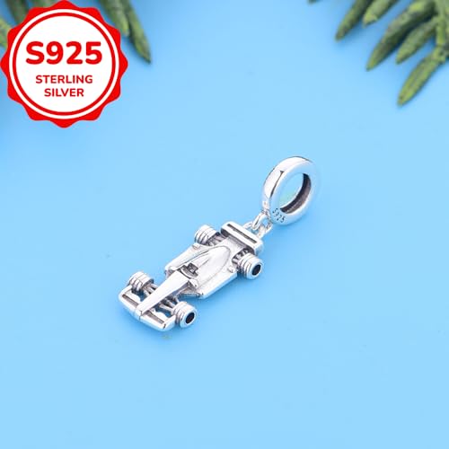 F1&Famous Race Racetrack Charm for Bracelet Necklaces, S925 Sterling Silver Charms, UK Brazil Spain Race Track Charms Jewelry Racing Souvenirs Gift - color: Race Car Q3206