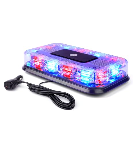 LUMENIX 12 Inch Rooftop Strobe Beacon Light Bar, Red Blue - color: Red Blue