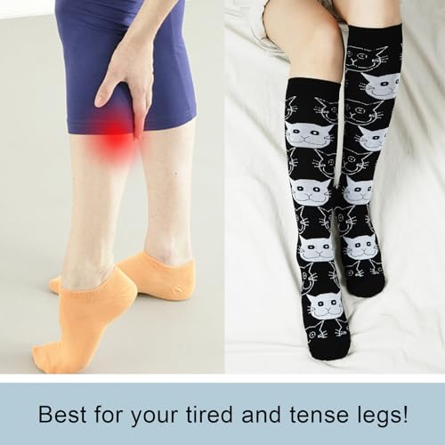 Junely Compression Socks for Women Knee High Stockings Funny Cute - color: A06black Cat