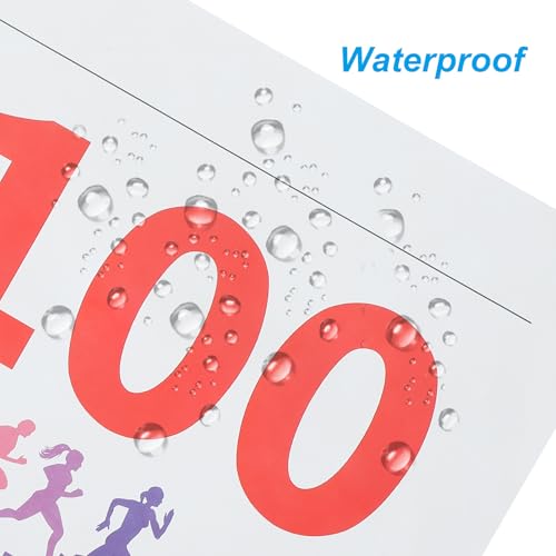 PATIKIL Tearproof Running Bib Numbers, Medals Waterproof Race Competitor Numbers with Safety Pin for Marathon Sports Game Competition Runner - style: 1-100