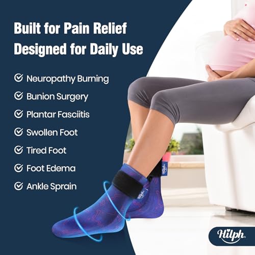 Hilph Full Calf & Foot Ice Pack Wrap for Running Recovery, Full Foot Ice Pack Gel Sock for Hot & Cold Therapy