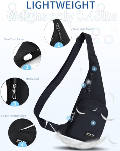 Seoky Rop Sling Bag Slim Personal Purse Pocket Small Crossbody Chest Bag - color: 01-black, size: Small