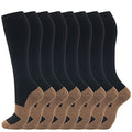 fenglaoda 8 Pairs Compression Socks for Men & Women 20-30 mmHg Knee High Nurse Pregnant Running Medical and Travel Athletic - color: 22-8 pairs-black copper, size: Large-X-Large