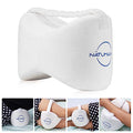 Knee Pillow for Side Sleepers Memory Foam with Strap for Pain Relief - color: White
