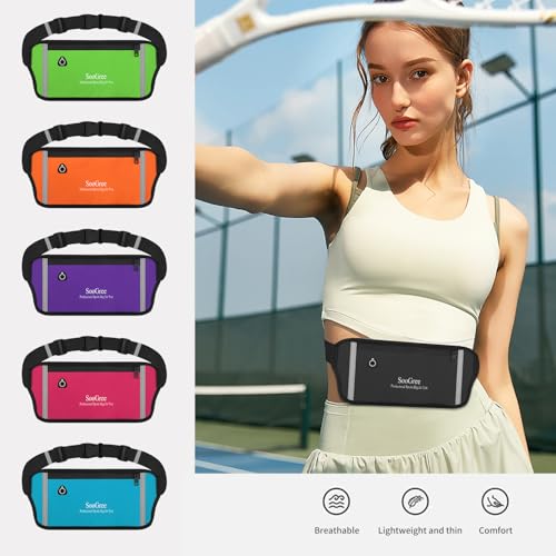 SooGree Running Belt Fanny Pack Running Waist Pack for Women Men Crossbody Bags Slim Reflective Runner Pouch Belt Cell Phone Holder Sport Waist Pack Adjustable Strap Gym Marathon - color: Blue, size: 1190