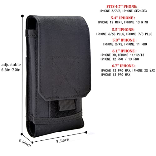 Universal Tactical MOLLE Holster Army Mobile Phone Belt Pouch EDC Security Pack Carry Accessory Kit Waist Bag Case Compatible iPhone 13 14 15 Pro XS Max XR 7 8 Plus for Samsung Galaxy S10 S9 S8 Plus - color: #A (Big)