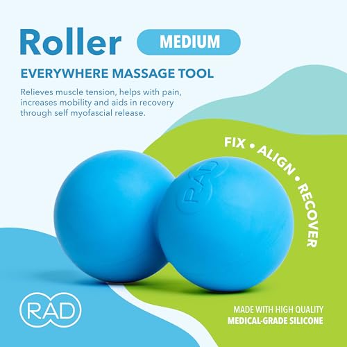 RAD Original Peanut Massage Ball – Medium Density Yoga Deep Tissue Roller Ball – Myofascial Release for Back, Neck, Feet, Psoas & Spine – Suboccipital & Thoracic Trigger Point Therapy - style: Medium Density