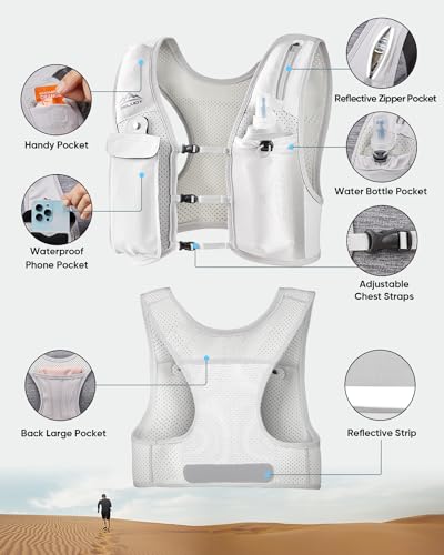 Zelvot Running Vest for Women Men, Touchscreen Phone Pocket - color: Gray, size: Medium-Large