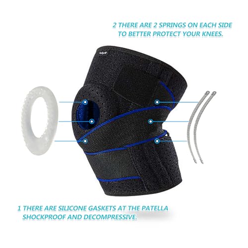 DOUFURT Knee Brace for Men & Women, Side Stabilizers & Patella Gel Pads - color: Blue, size: Small