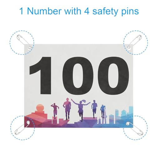 PATIKIL Tearproof Running Bib Numbers Waterproof Race Competitor Numbers with Safety Pin for Marathon - style: 1-100
