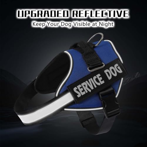 MUMUPET Service Dog Harness, No Pull & Reflective Pet Vest, Blue, S - color: Blue, size: Small