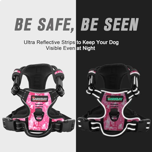 BARKBAY Dog Harness No Pull for Small Sized Dog Front Back Clips,Dog Vest - color: Pink Camo, size: X-Small(Chest:15.5-19.5”)