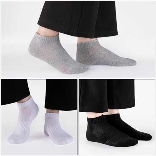 Womens Cotton Ankel Socks, Athletic Performance Running Moisture Wicking Breathable socks - color: 6 Pairs Grey, size: Large-X-Large