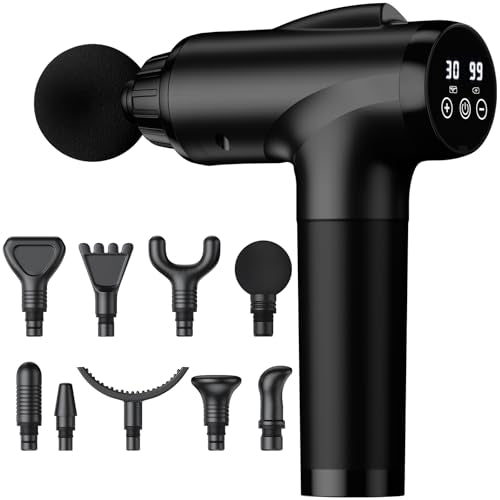 OLsky Massage Gun Deep Tissue 30 Speeds 9 Attachments Handheld (Black) - color: Black