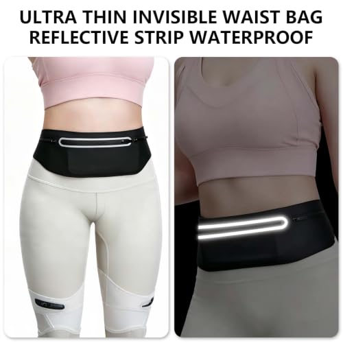 Running Belt for Men Women Waterproof Reflective Fanny Packs - color: Black