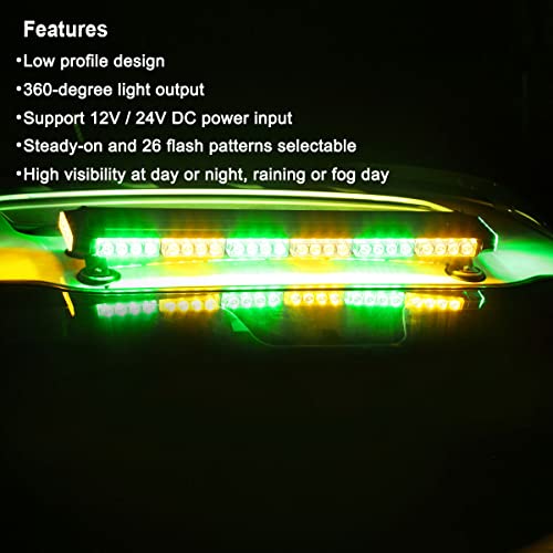 WOWTOU Roof Top Flashing 56 LED Amber Green Emergency Strobe Light Bar - color: Amber / Green