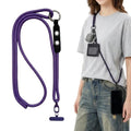 Adjustable Crossbody Phone Lanyard with Hanging Loops - color: Deep Purple