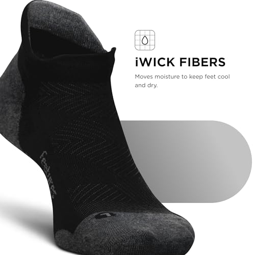 Feetures Elite Max Cushion No Show Tab Ankle Sock - color: New Black (1 Pair), size: Large