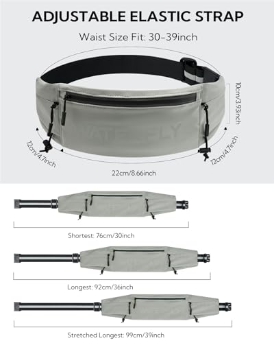 WATERFLY Running Belt Fanny Pack, Runner Race Belt with Bib Clip Gray - color: Gray