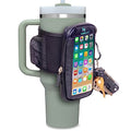 Gym Water Bottle Pouch with Waterproof Touchscreen Accessory Pocket for Phone. Keychain Carabiner, Side Mesh Pocket for AirPods. Fits 18-40 oz Stanley, Hydro Flask, Yeti, Iron Flask Bottles - style: Touchscreen Phone Pouch (Black 18-40 oz)