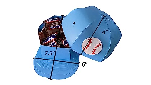 Baseball Cap Gift Box Cardstock Pieces (2 Sets) - Blue Baseball Hat Treat Box Pieces, DIY Craft Kit Gift Idea, 6”x7.5”x4”, Assembly Required