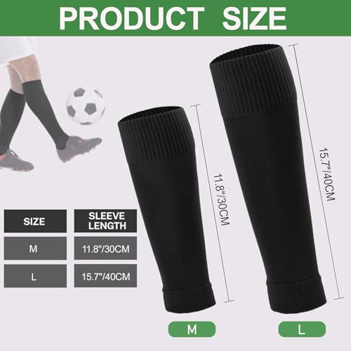 Ultrafun 3 Pairs Leg Sleeves Pre-cut Soccer Sleeves Compatible with Grip Socks Shin Guards Sleeves for Soccer Football - color: Black, size: Large