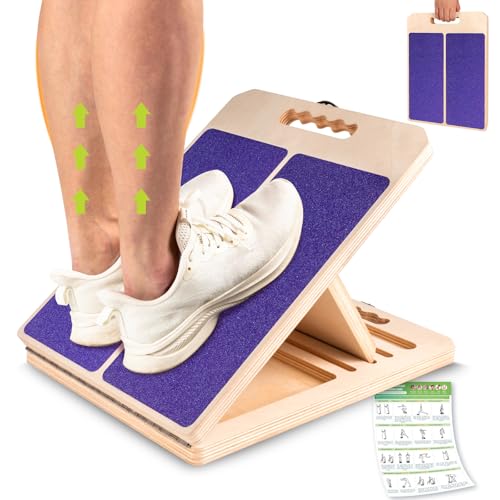 Slant Board Calf Stretching, 460 LBS Capacity Portable Wooden Incline Board