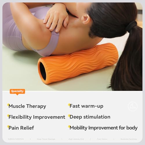 SUBCULTUREPICK Foam Roller Muscle Massage Roller for Back Pain & Stretching - color: Orange