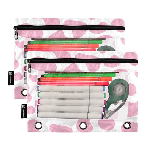 Cow Pencil Pouches for 3 Ring Binder 2 Pack - color: cow