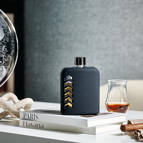 Large Glass Flask Set for Men & Women - Drinking Hip Flask Bottle with Cork & Silicone Seals for Whiskey, Liquor, Alcohol - Includes Metal & Plastic Lids, Funnel, Protective Silicone Sleeve - 240ml. - size: 8oz.