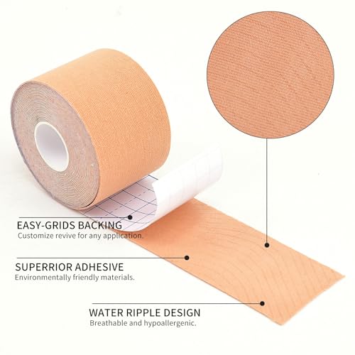 Kinesiology Tape 4 Rolls, Original Cotton Elastic Premium Athletic Tape,16.4 ft Uncut Tape,Hypoallergenic and Waterproof for Muscle Pain Relief and Joint Support - color: Mix