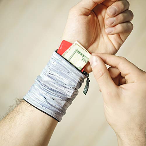 Travel Wrist Wallet Pouch With Zipper Pocket For Cash, Cards, Money. Made For Travel, Running, Walking & Hiking - Brush Gray/Black - color: Brush Gray / Black