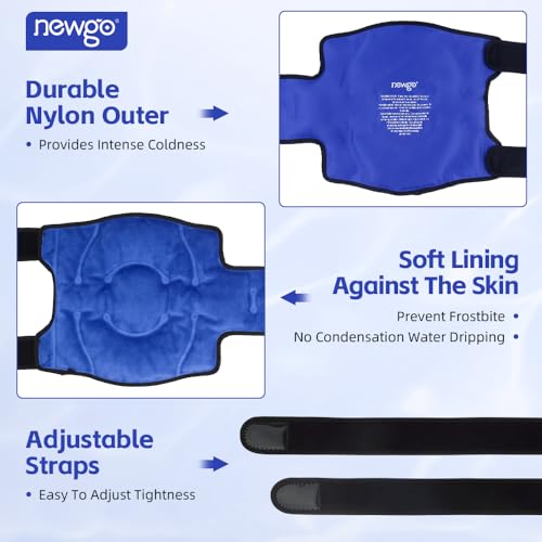 NEWGO Ice Pack for Knees Injuries Reusable, 360° Full Wrap, 2 Pack, Blue - color: Regular Blue 2-pack