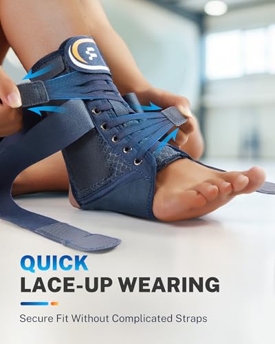 Ankle Brace for Men Women with Removable Side Splints Figure 8 Strap - color: Blue, size: S
