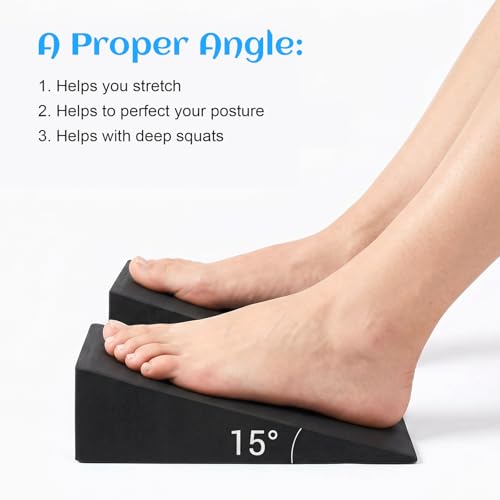 4 Pcs Foam Wedge Squat Wedges for Yoga - 9"L x 5.9"W x 2.4"H EVA Foam Incline Slant Boards for Calf Stretching, Squats, Workout & Exercise