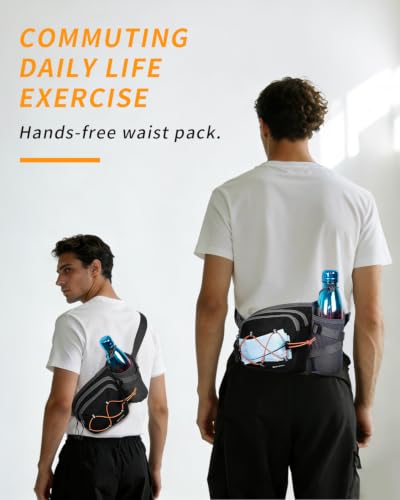 sportsnew Waist Pack with Water Bottle Holder, Fanny Pack for Men Women - color: Black
