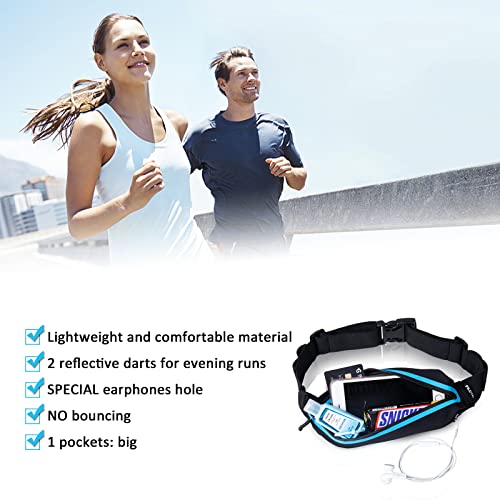 Running Belt Fanny Pack, Running Waist Pack for Women & Men USA Patented Hands-Free Reflective Runner Pouch Belt Fitness Workout Bag No-Bounce Adjustable Sport Travel Fanny Pack Cell - color: Blue