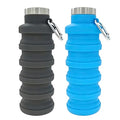 YCT Collapsible Water Bottle 17oz（500ml），Travel Portable Sport Water Bottle，Reusable Silicone Foldable Water Bottles for Gym Camping Hiking (Black+Blue) - color: Black+Blue