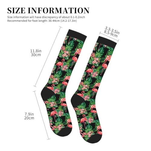 Tie Dye Compression Socks Knee High Support Socks For Women Men Running Athletic Hiking - color: Flamingo