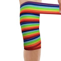 Extra Long Elastic Knee Wrap Compression Bandage Brace Support for Legs, Plantar Fasciitis, Stabilising Ligaments, Joint Pain, Squat, Basketball, Running, Tennis, Soccer, Football, Volleyball (Rainbow) - color: Rainbow