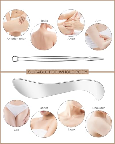 Stainless Steel Acupressure Pen and Scraper Set, 2-Piece Body Gua Sha Tools