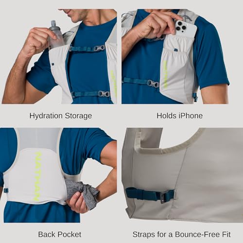 Nathan Pinnacle Featherlite 1.5L Hydration Vest for Running – Ultra-Lightweight, Compression-Fit with Hydrapak Soft Flask - size: Large-X-Large, style: Vapor Grey