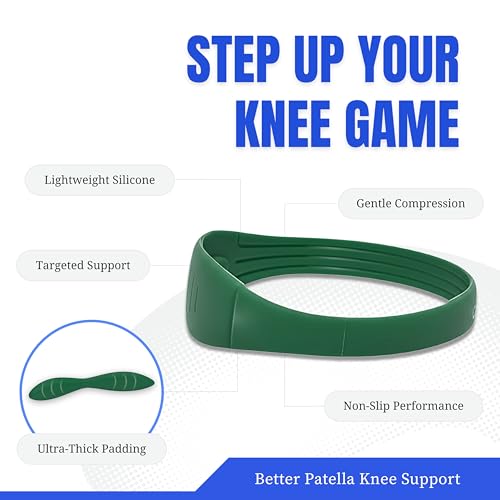 COOLSET Patella Band Knee Strap - 2 Pack Patellar Tendon Support Strap for Knee Pain Relief - Non-Slip Knee Brace for Jumper's Knee, Tendonitis, Basketball, Running - Men, Women, Youth w/ Travel Bag (Green) - color: Green