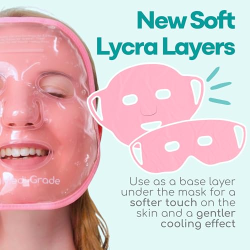Medi Grade Face Ice Pack and Cooling Eye Mask Set, ChillGel Gel Mask, Pink - color: Pink