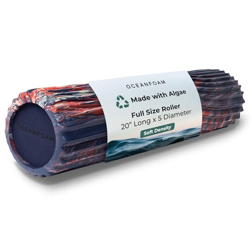 Oceanfoam Soft Tidal Roller - Soft Density Foam (Dark Navy, Red & Natural) - color: Dark Navy, Red & Natural Marbled