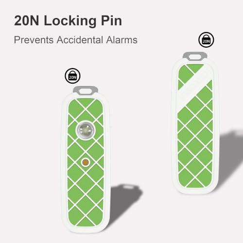 Personal Safety Alarm Keychain for Women & College Girls - 240 Min Siren, Dual Activation (Pin & Button), Locking Pin, LED Strobe, Rechargeable Anti-Slip Grip (Fresh Leaf) - color: Fresh Leaf
