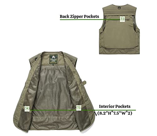 Lilychan Mens Utility Casual Fishing Vests Outdoor Vest Multi Pockets Cargo Vest Travel Hunting Camping Tactical Outerwear - color: Grey, size: Medium