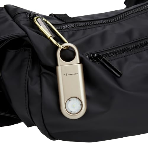 130db Personal Safety Alarm with Ultra Bright Strobe Light. Gold - color: Gold, style: Button cell